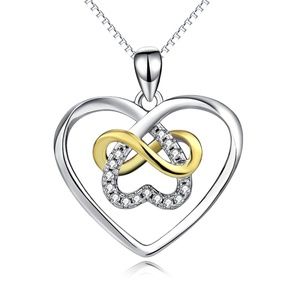 Sterling silver BRAND NEW heart infinity necklace